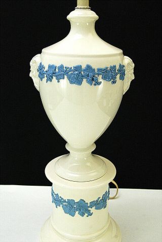 Rare Wedgwood Queensware Lavender Blue On Cream Table Lamp