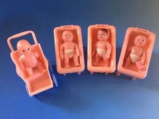 Renwal 8 Pc Mid - Century Dollhouse Miniatures Nursery & Babies,  Stroller