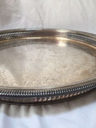 Vintage WM Rogers Silver Plate Rose Tray 15 In 4272 2