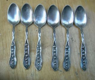 6 Rogers & Bros Lily Of The Valley Silver Plate Demitasse Spoons 4 1/4 " No Mono