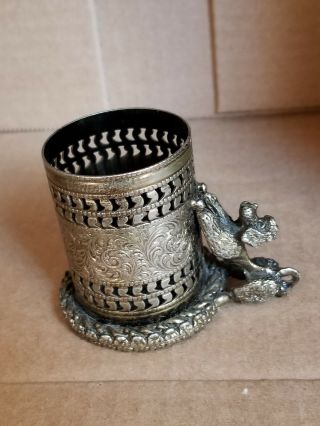 Antique figural silverplate toothpick holder french poodle dog 3