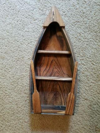 Vintage Wood Canoe / Boat Shelf With Paddles Hangs Or Sits