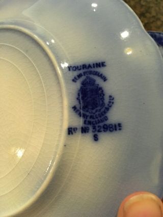 12 Antique Flow Blue Semi - Porcelain Soup Dinner Bread Plat Henry Alcock Touraine 8