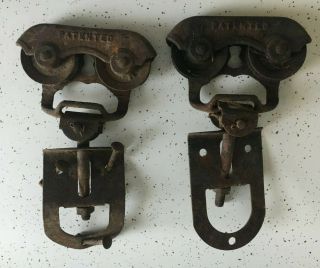 Antique Myers Cast Iron Barn Door Rollers Hardware Farm Pulley
