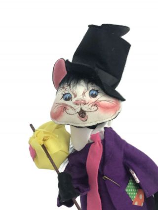 Vintage 1985 Annalee Mobilitee Halloween Doll Hobo Cat With Hat Coat Bag 15 