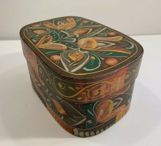 Old German Folk Art Painted Bent Wood Box