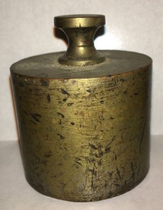 Antique 1 Lb Brass Balance Scale Weight Stamped Nh 17 C23 C38 C18