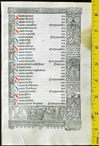 Lge.  medieval BoH,  Vellum,  deco.  Border scenes,  Mermaid&Merman,  Simon Vostre,  c.  1512 2