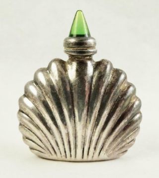 Vintage Mexico Ormex Sterling Silver Green Glass Top Perfume Bottle