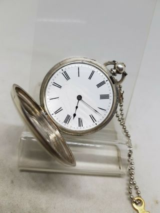 Antique continental silver half hunter pocket watch c1900 ref625 8
