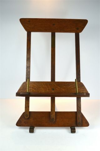 Antique Folding Campaign Book Rest Reading Stand Lecturn Easel Solid Oak C.  1920