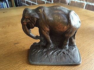 Vintage Antique Collectible Cast Bronze Elephant Bookends 2