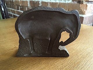 Vintage Antique Collectible Cast Bronze Elephant Bookends 5