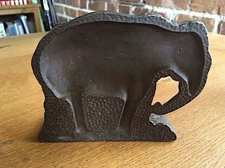 Vintage Antique Collectible Cast Bronze Elephant Bookends 6