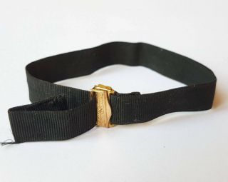 Antique Victorian 9ct Gold Clasp Black Silk Ribbon Bracelet