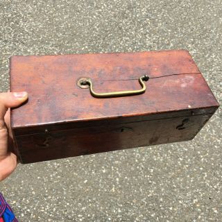 Vintage Fishing Antique Wood Tackle Box Fish Carrier Old W Writing Brass Handle