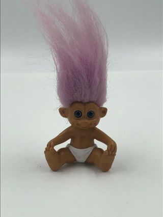 Vintage Sitting Baby Diaper Troll 2 " Figure Doll Purple Hair 1992 Tnt Vinyl Toy