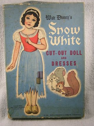 Uncut 1938 Walt Disney’s Snow White Cut - Out Doll & Dresses - 3005 Whitman Pub.
