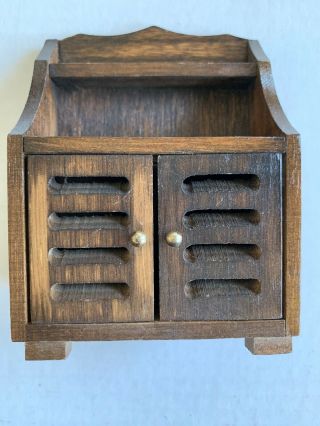 Vintage Dollhouse Miniatures Wood Kitchen Dry Sink Cabinet Cupboard Pantry 1:12