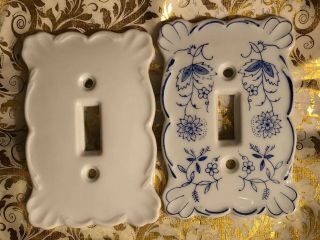 Two Vintage Kelvin’s Single Light Switch Cover Porcelain Switch Plates Japan P/o