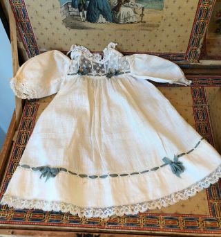 Adorable Antique Cotton & Lace Trim Doll Dress