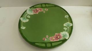 Antique Art Nouveau Flowers Leaf Design Majolica Pottery Plate 6947