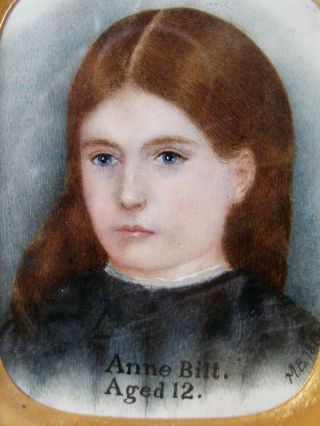Antique Portrait Miniature Of A Young Girl 1873