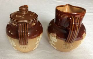 Antique DOULTON LAMBETH Salt Glaze Stoneware Teapot and Small Pitcher 4