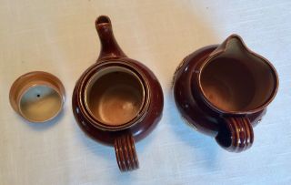 Antique DOULTON LAMBETH Salt Glaze Stoneware Teapot and Small Pitcher 5