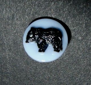 Vintage Black Bear Kiddie/Children ' s Blue Glass Button 1112 2