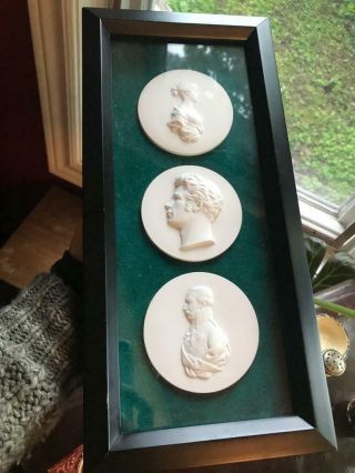 Rare Set Of 3 Antique Bisque Porcelain Kpm Medallions - Konigin Louise Prussia,