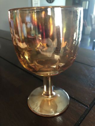 Antique Marigold Carnival Glass Goblet