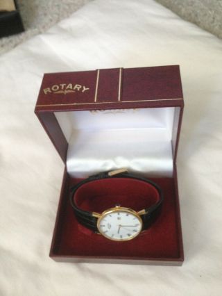 Men ' s Vintage Rotary Dress Watch - Box Incl.  Roman Numerals.  Quartz.  Goldplated 8