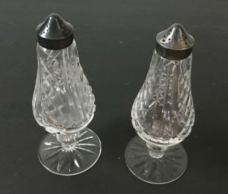 Vtg Cut Glass Salt & Pepper Shakers W/ Silver Plate Tops Large Antique Epns