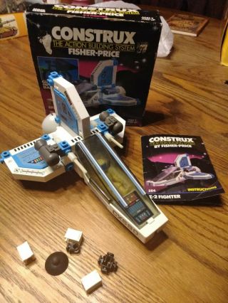 Vintage 1984 Fisher Price Construx Space Series Z - 2 Fighter 584 Box Instructions