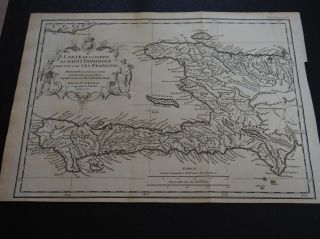 Antique Map " Carte De La Partie De Saint Domingue,  Habitee Par Les Francois "