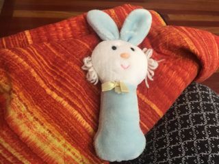 Vintage Blue Bunny Eden Toys Inc Rattle Stuffed Animal Plush Toy