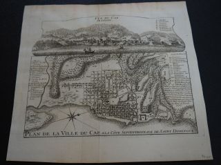 Antique Map " Plan De La Ville Du Cap,  A La Côte Septentrional De Saint Domingue "