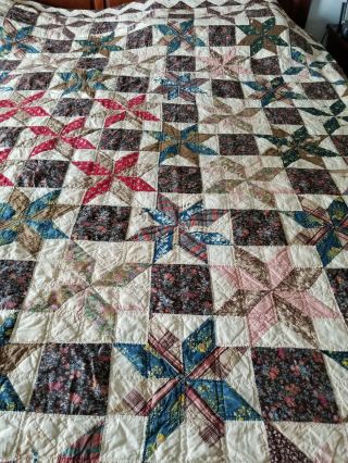 Antique Vintage Quilt Hand Pieced Hand Quilted.  A Large,  94x82 Inches,  C.  1875