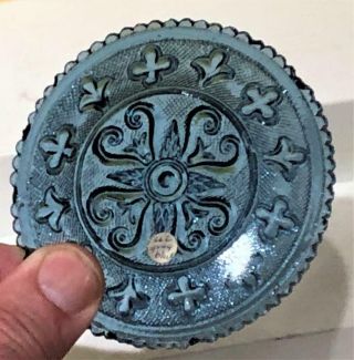 Antique Sandwich Blue Gray Glass Cup Plate,  Lee Rose 262,  Barlow 1371