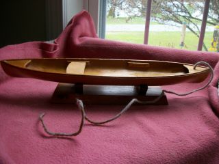Collectible Wooden Canoe Hand Made Folk Art Hunters Camping - Signed -