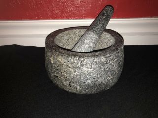 Large Rustic Old World Marble Mortar And Pestle.  Heavy 13 Lbs Vintage Antique