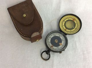 Vintage Short & Mason Magnapole Series Ii Compass With Leather Case