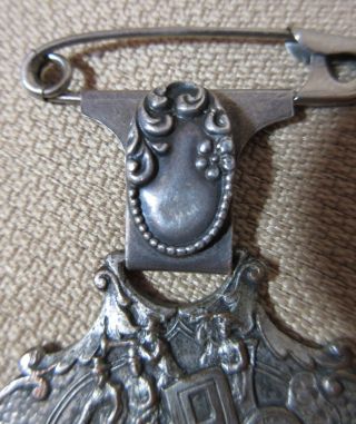antique 1800 ' s sterling silver ornate horse and buggy figural brooch pin pendant 3