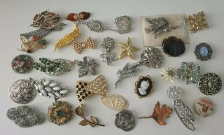Antique Or Vintage Brooch Pin Costume Jewellery Jewelry Joblot Bundle