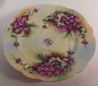 Antique Bauer Rosenthal & Co Brc Festoon Bavaria Handpainted Purple Lilac Plate