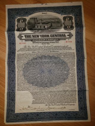 York Central Railroad Company Mortgage Bond Antique