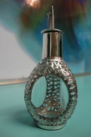 Antique Hall marked HM Sterling silver overlay perfume glass perfume 2
