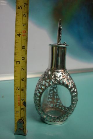 Antique Hall marked HM Sterling silver overlay perfume glass perfume 4