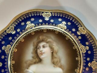 Antique Royal Vienna Female Portrait Plate Felicitas Gold Harp Blue Rim 5